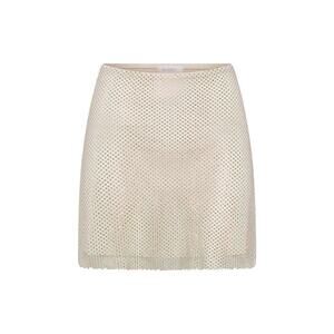 MESHKI Hilton Diamante Mesh Mini Skirt - Cream - M - Cream